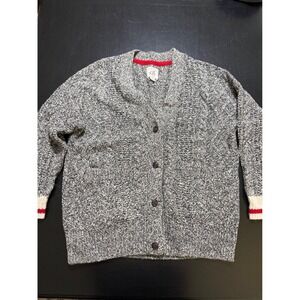 Roots Cabin Grey Cable Knit Shawl Collar Cardigan Sweater Mens Medium